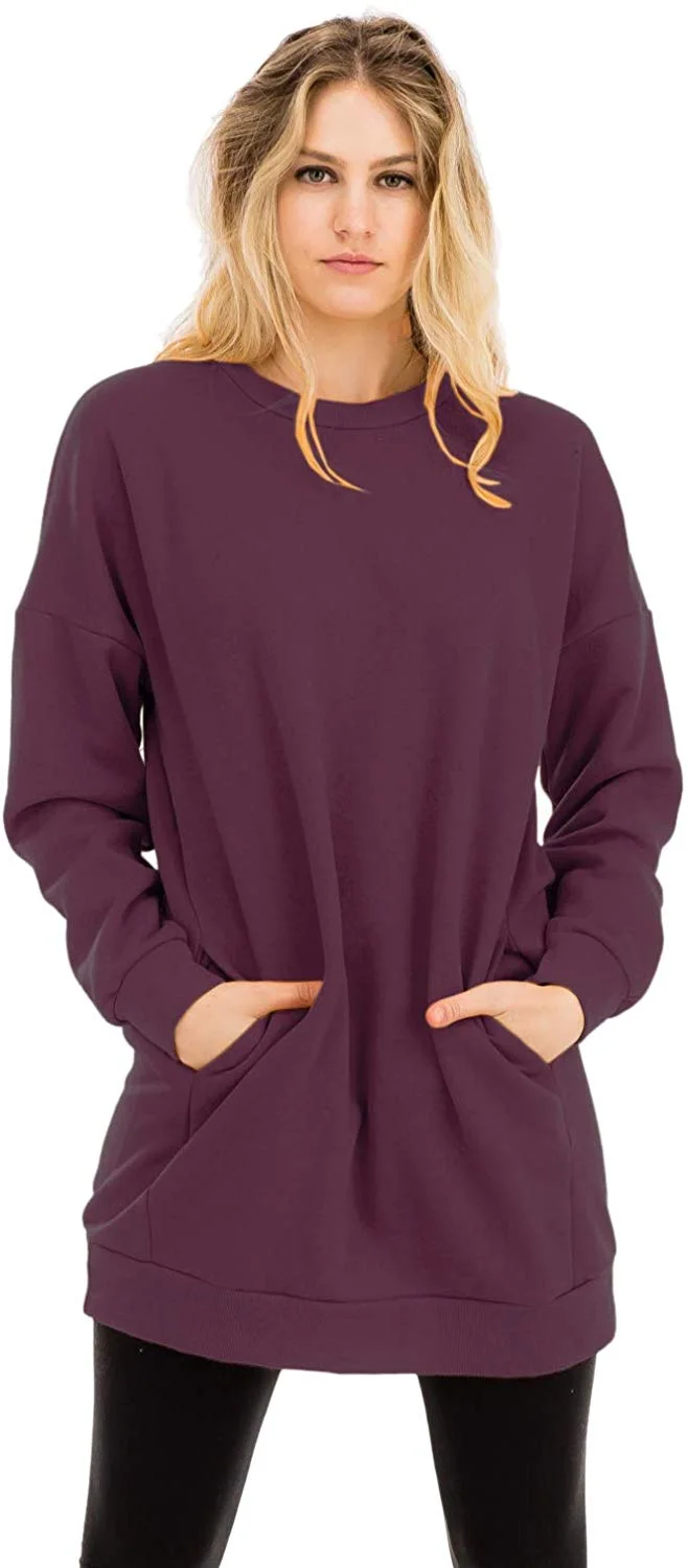 Casual Loose Fit Long Sleeves Over-Sized Sweatshirts for women