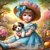 Diamond Painting-DIY Full Round Drill Girl And Dog