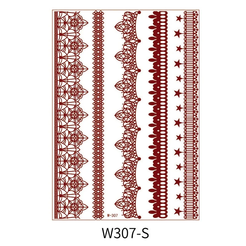 Waterproof Temporary Tattoo Sticker Chest Lace Henna Mandala wedding Flash Tattoos Flower Body Art Arm Fake Tatoo Women Men