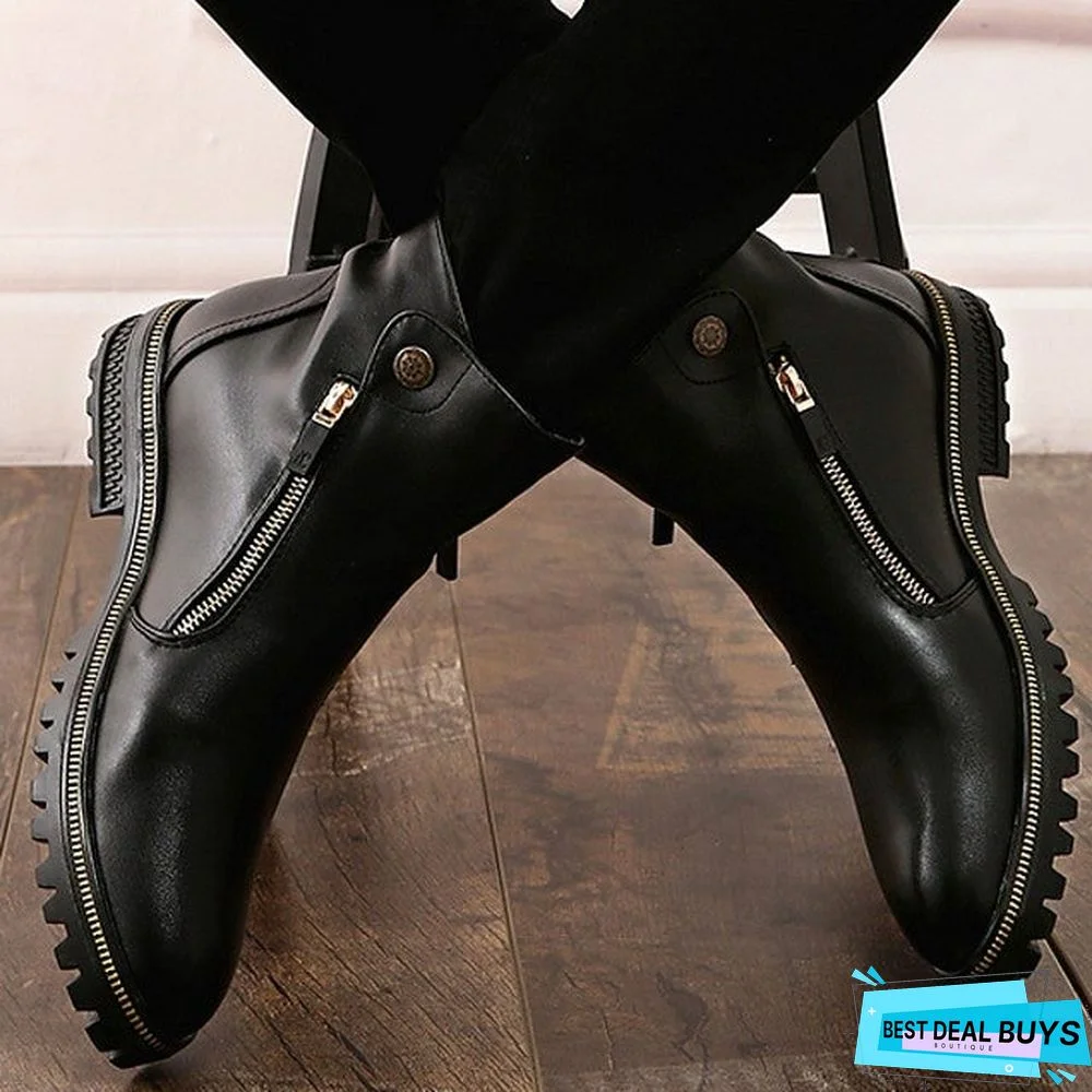 Men's Pu Spring & Summer Classic Boots Wear Proof Booties / Ankle Boots Black / Light Red