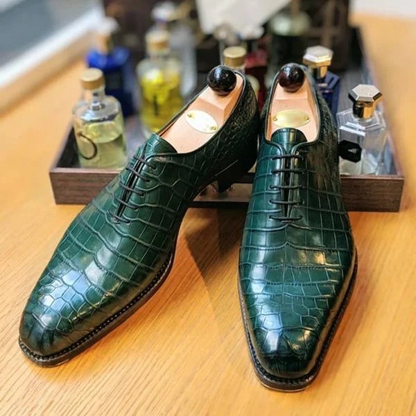 Handmade Leather Shoes Formal Crocodile Texture Shoes