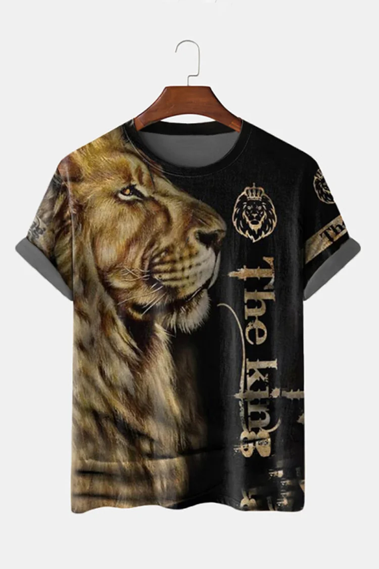 Street Casual Lion Animal Print Short-Sleeved T-Shirt