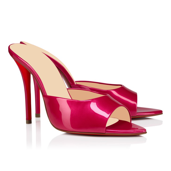 100mm Women's Sandals Pointed Toe Mules Red Bottom Heels Slip on Stilettos-MERUMOTE