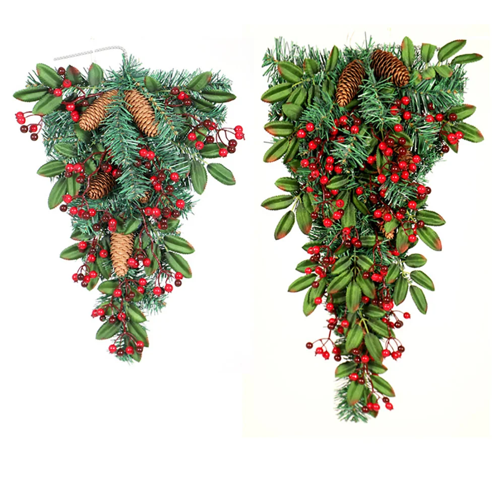 Christmas upside down tree new red pine cone with lights holiday garland ornaments
