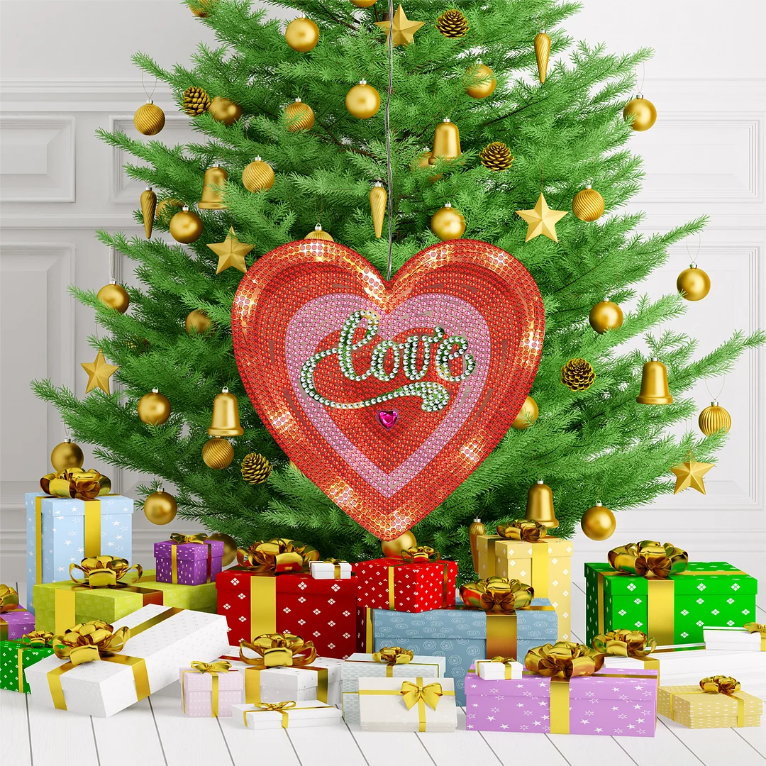 5D Christmas Diamond Painting Hanging Light Festive Rhinestone Lamp Pendant