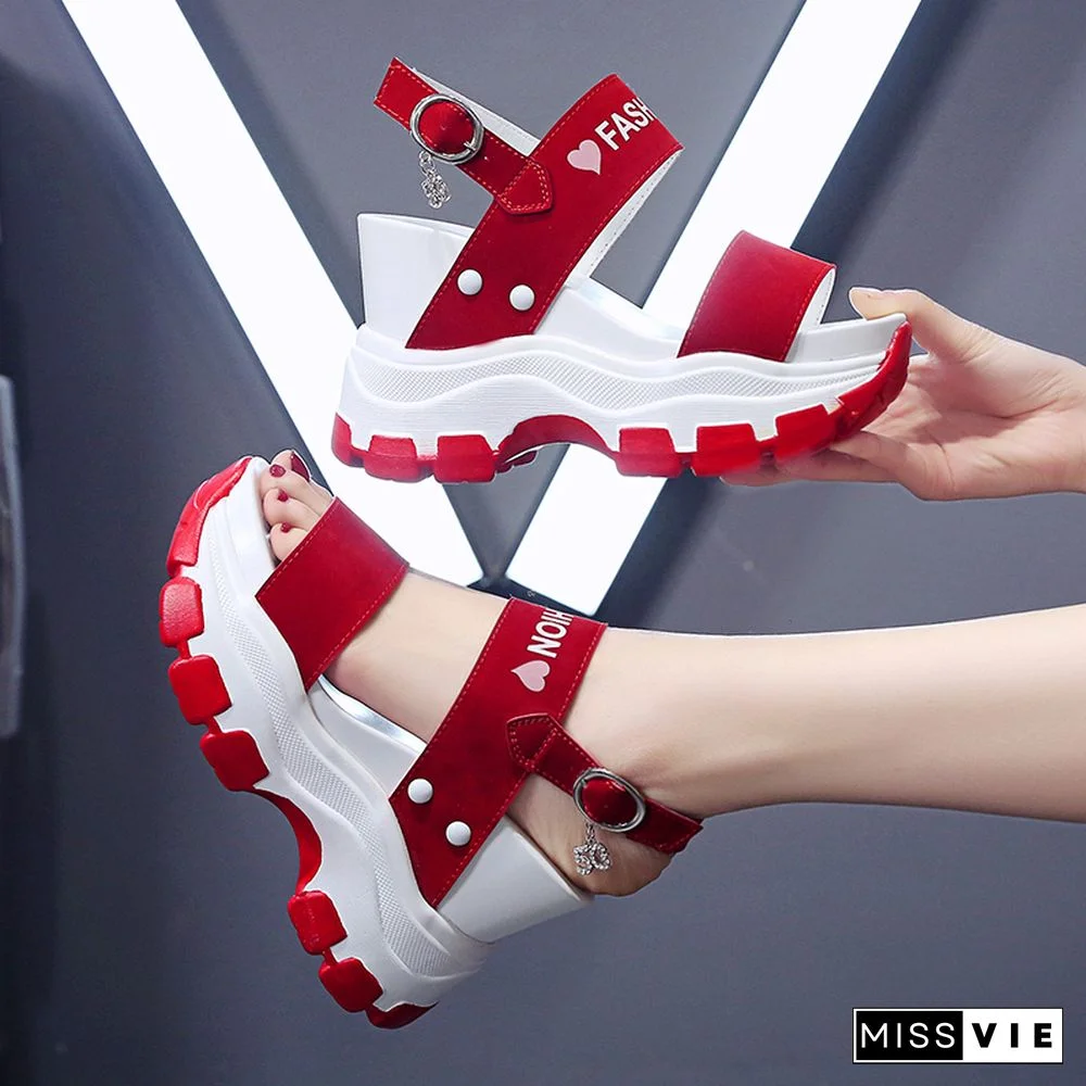 Moipheng Platform Sandals Women New Summer Chunky High Heels Female Wedges Shoes For Women Fish Toe Red Sandalia Feminina