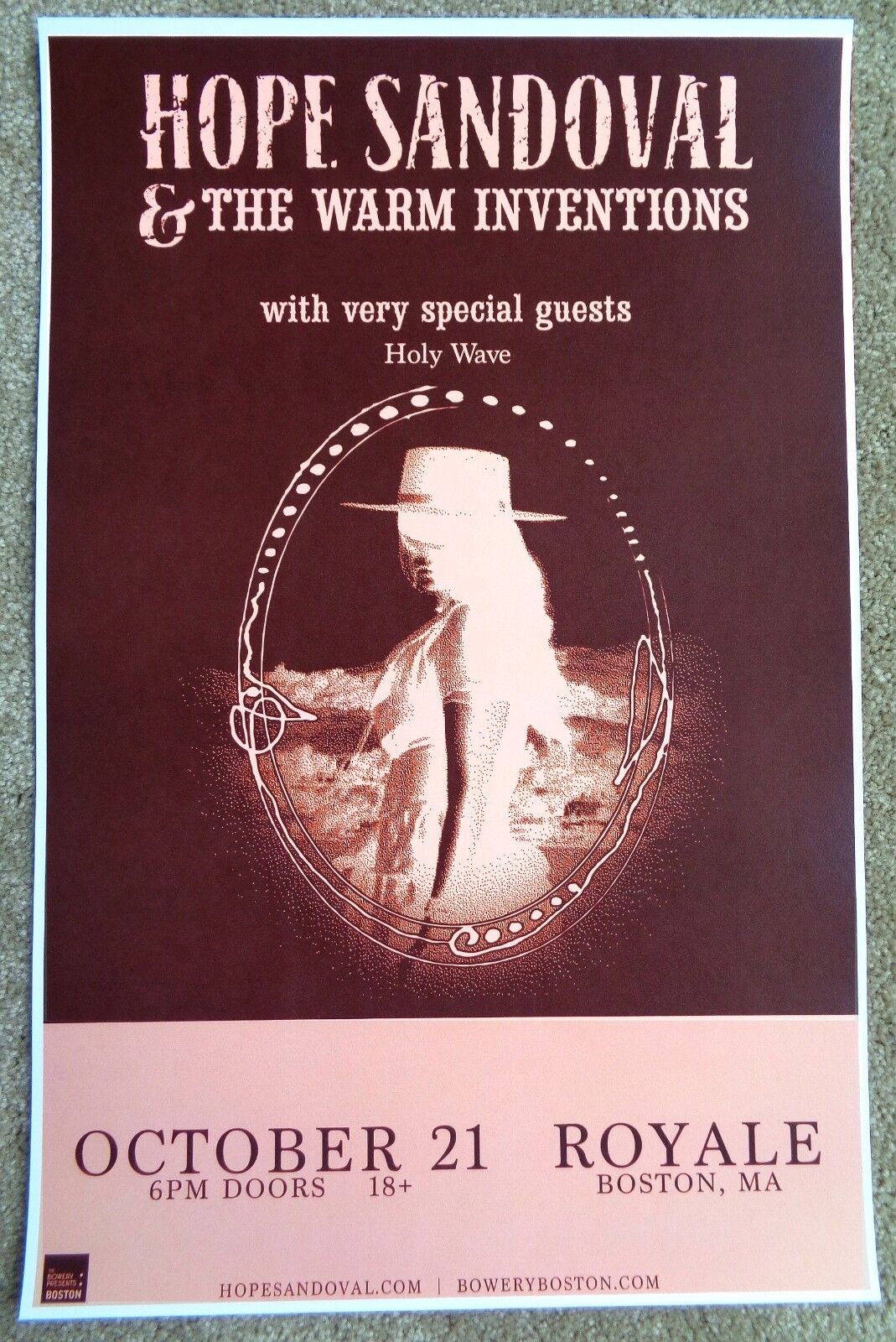 HOPE SANDOVAL 2017 Gig POSTER Mazzy Star Boston Concert Massachusetts