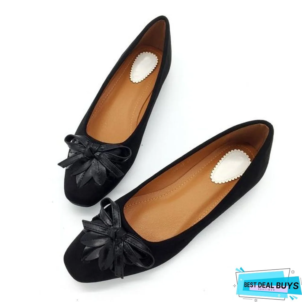 Women Ballet Flats Slip-On Bowtie Work Flats Shoes
