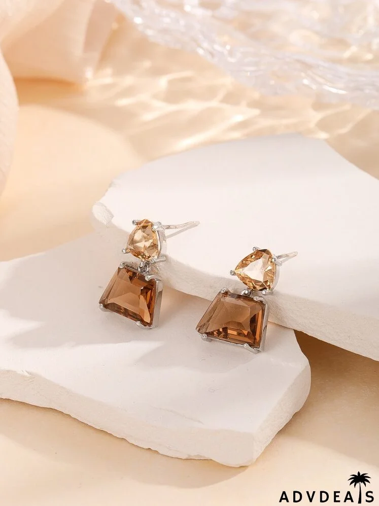 Zircon Decor Drop Earrings
