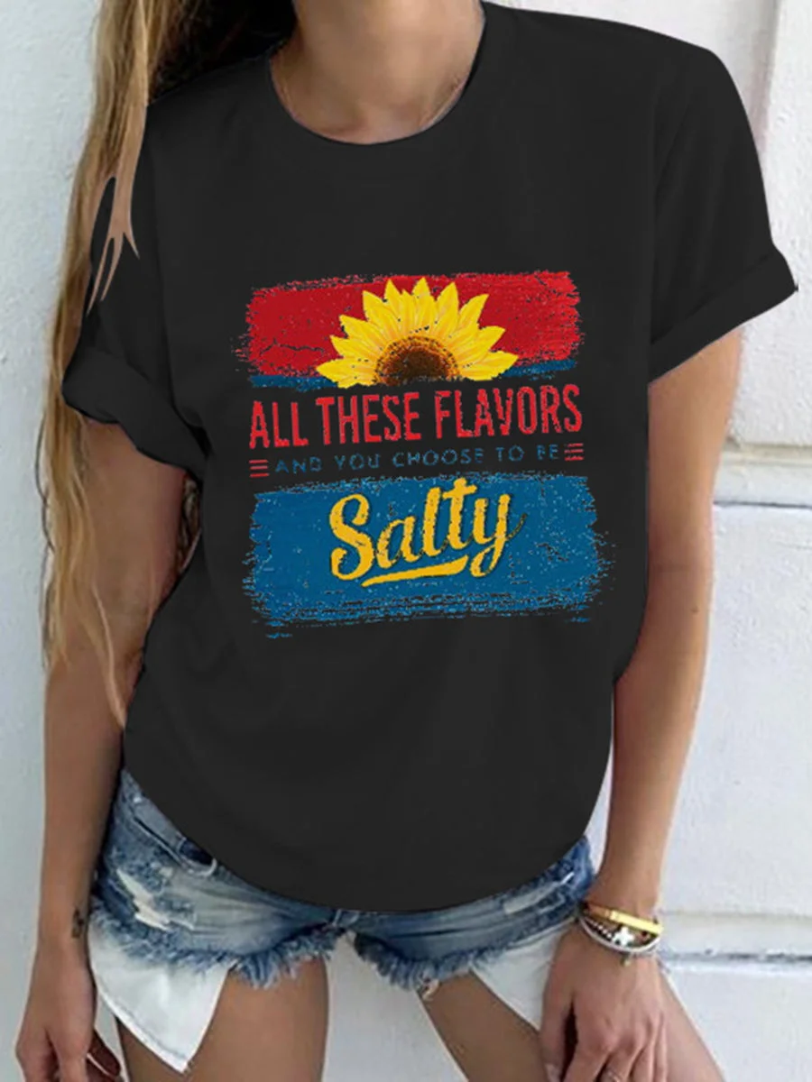 Salty Chrysanthemum Print T-shirt