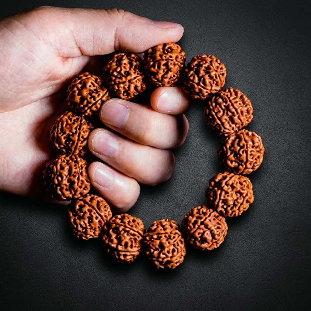 JiStones Artisan Series: 20mm Sacred Rudraksha & Bodhi Statement Bracelet Sacred Rudraksha (Original)-Universal Fit (Elastic)