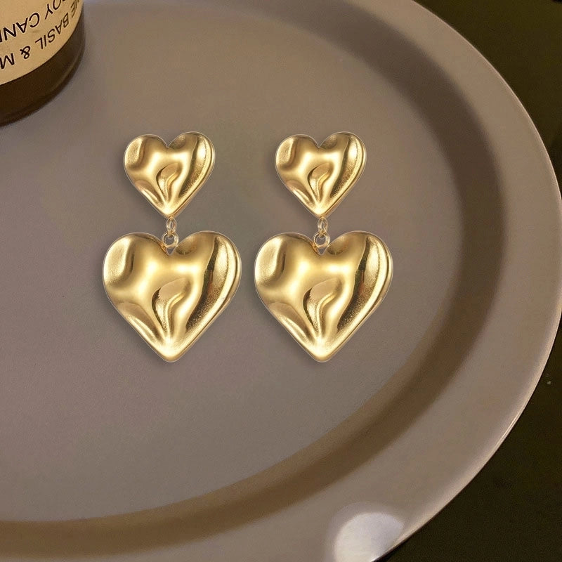 1 Pair IG Style Elegant Heart Shape 304 Stainless Steel Drop Earrings