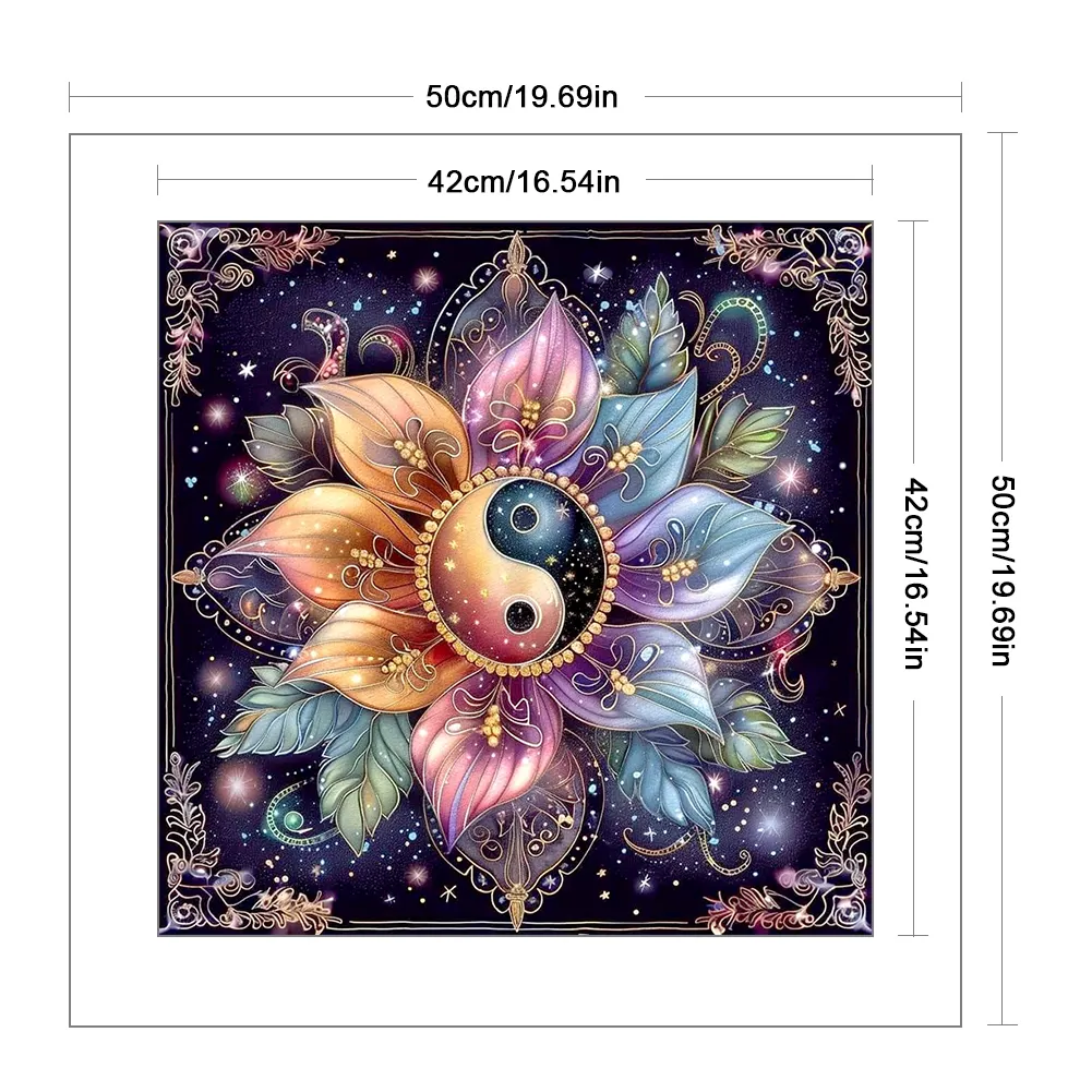 11CT Full Counted Cross Stitch - Tai Chi Flower(Canvas|50*50CM)