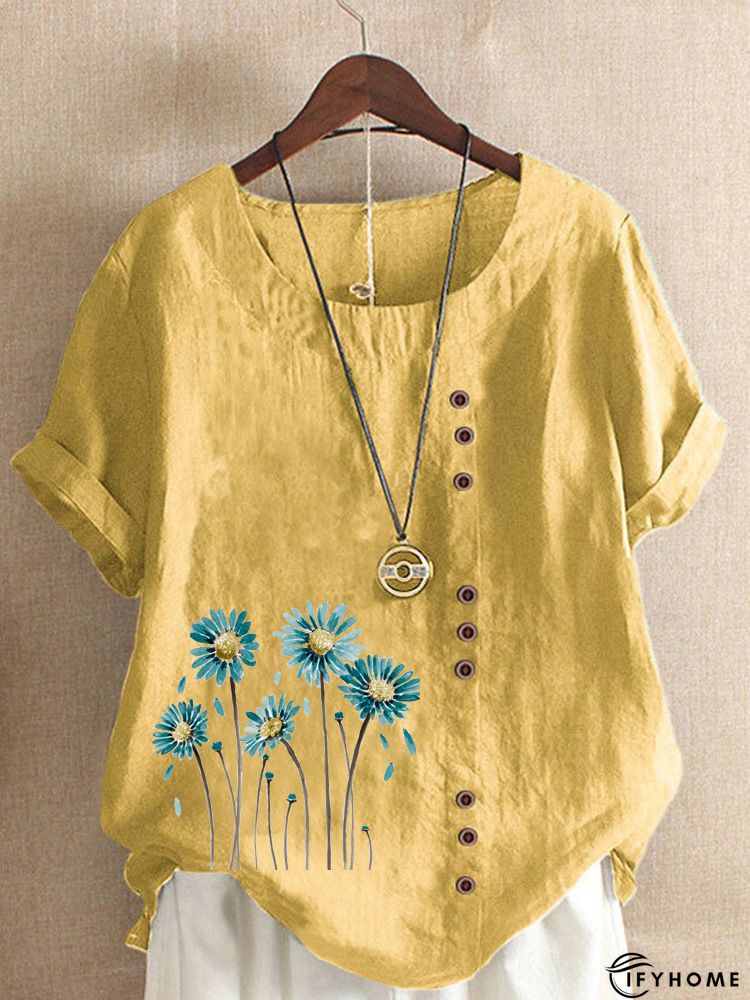 Sleeveless Floral-Print Floral T-shirt | IFYHOME