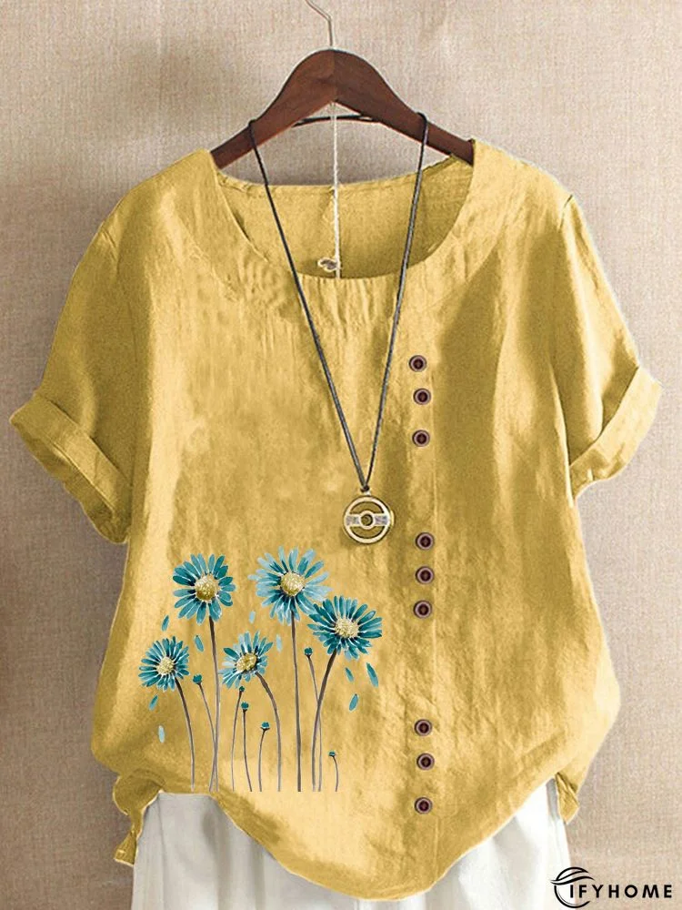 Sleeveless Floral-Print Floral T-shirt | IFYHOME