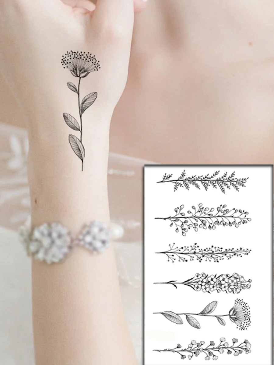 Beautiful Rose Flowers Body Art Neck Abdomen Waterproof Fake Tattoo Sexy for Woman Men Flash Temporary Small Size Tattoo Sticker