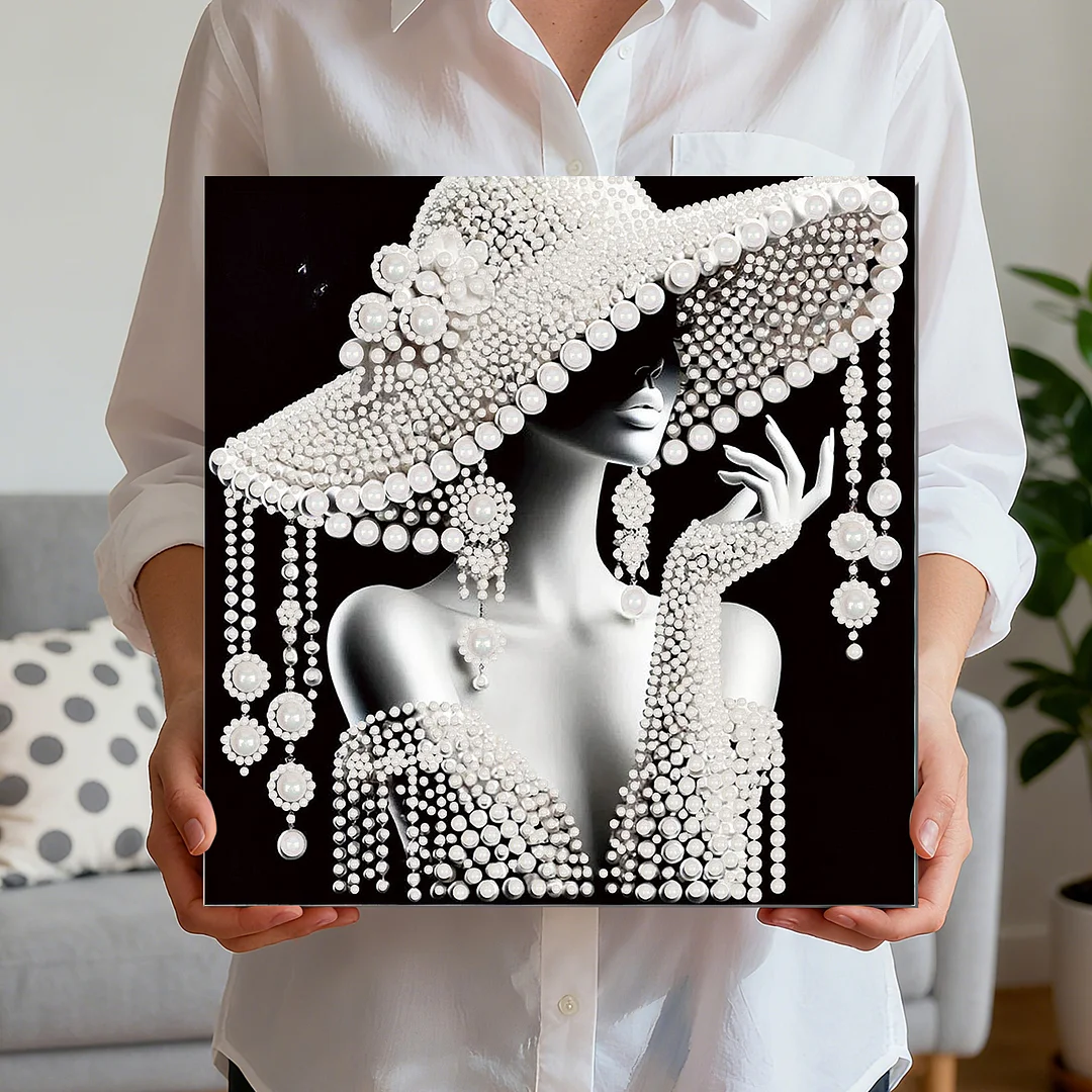 Lady - DIY Pearl Diamond Art Kit With Frame 30*30cm