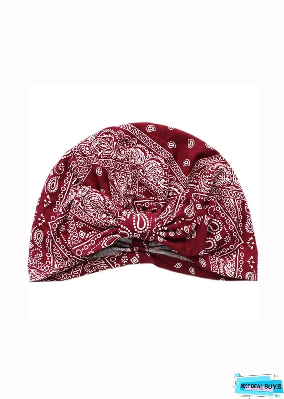 Unique Black Print Bow Patchwork Bonnie Hat