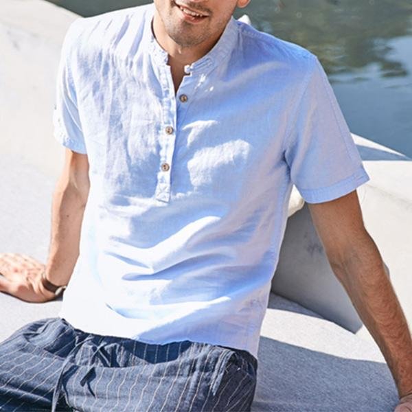 Men's Short-Sleeved Linen Shirt