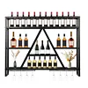 [US Local Warehouse] A-Line Bar Stand Wall Mounted Wine Rack Metal Bottle&Glass Holder Display Shelf