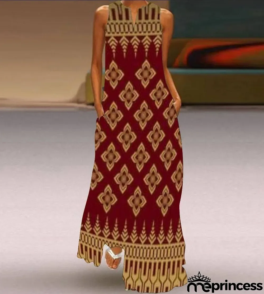 Summer women's sleeveless dress v-neck printed face dress