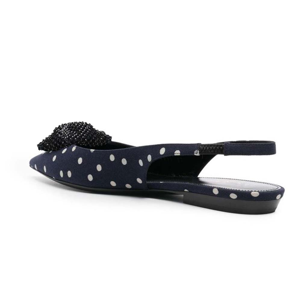 Black And White Polka Dot Mules With Slingback Rhinsetone Bow Flats Nicepairs