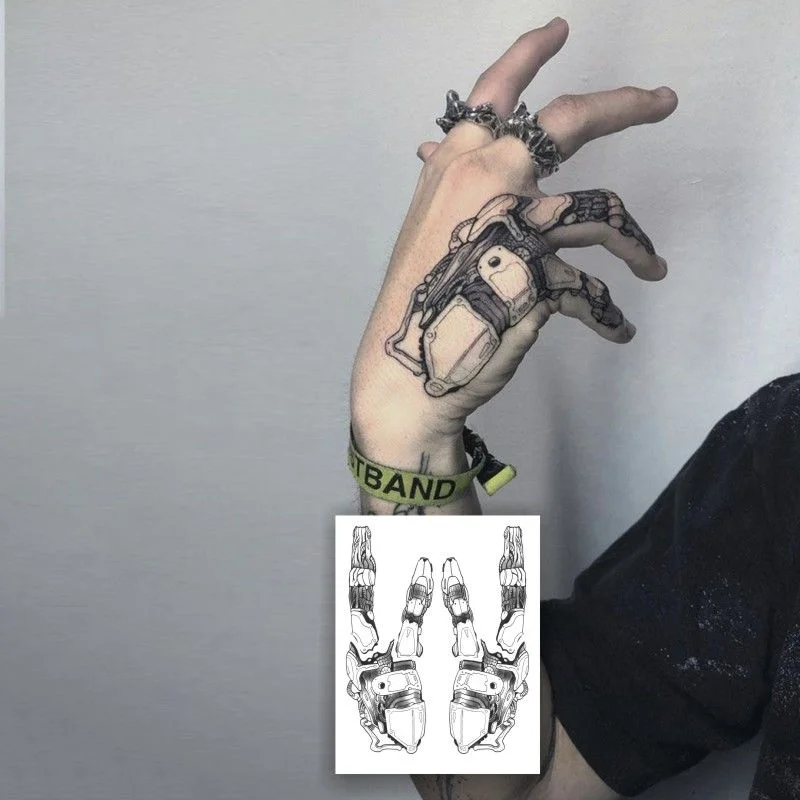 Manipulator Hand Back Temporary Tattoo Stickers Dark Punk Style Waterproof Fake Tattoo Men and Women Body Art Tattoo Sticker Arm