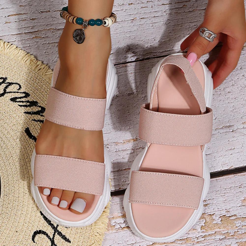 Smiledeer Summer new women's elastic band platform sandals