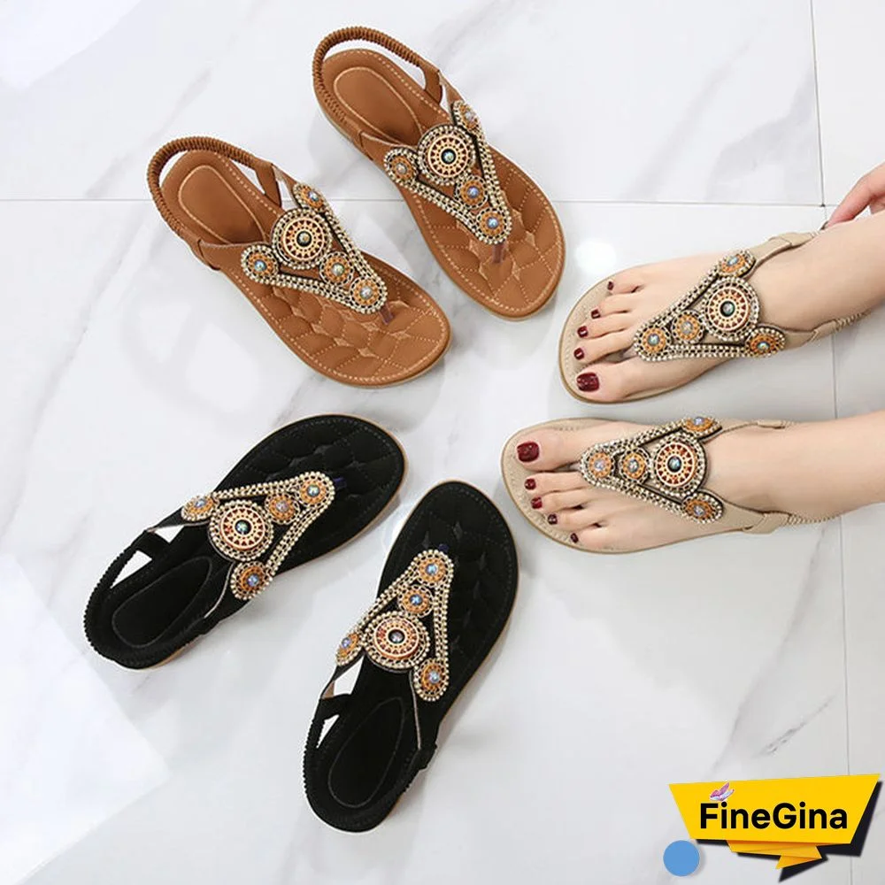 Women Soft and Comfortable Vintage Metal Decorated Sandals
