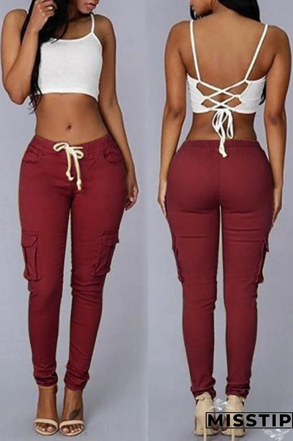 Light Coffee Fashion Casual Solid Basic Regular Mid Waist Trousers