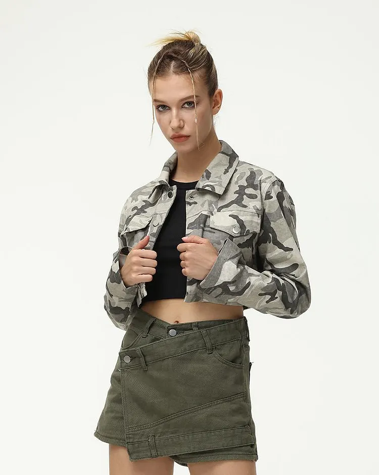 crop top camo jacket