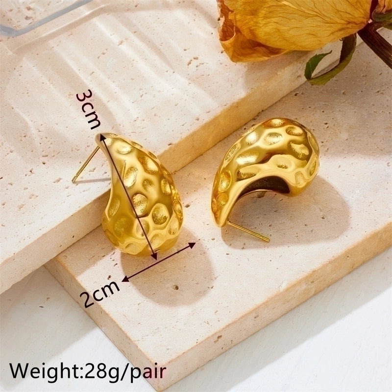 1 Pair Lady Water Droplets Plating Inlay Stainless Steel Artificial Diamond 18K Gold Plated Ear Studs