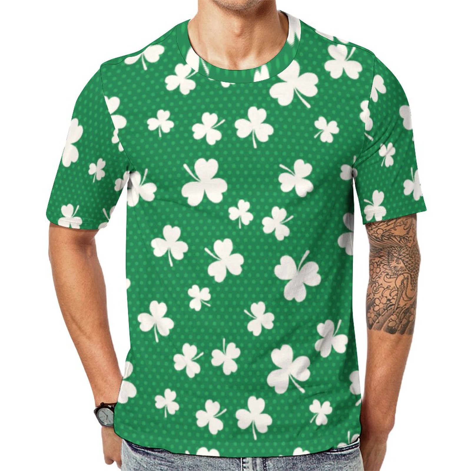 Shamrock St Patrick's Day Short Sleeve Print Unisex Tshirt Summer Casual Tees for Men and Women Coolcoshirts