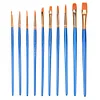10pcs Blue Watercolor Gouache Paint Brushes Nylon Hair Painting Brush Set