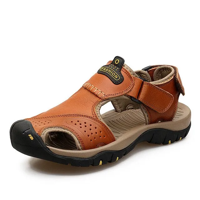 2021 Genuine Leather Men sandals Summer New Large Size Men Sandals Men's casual shoes Fashion Sandals Slippers Big Size 38-47