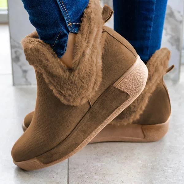 Soft Faux Suede Fur Ankle Boots