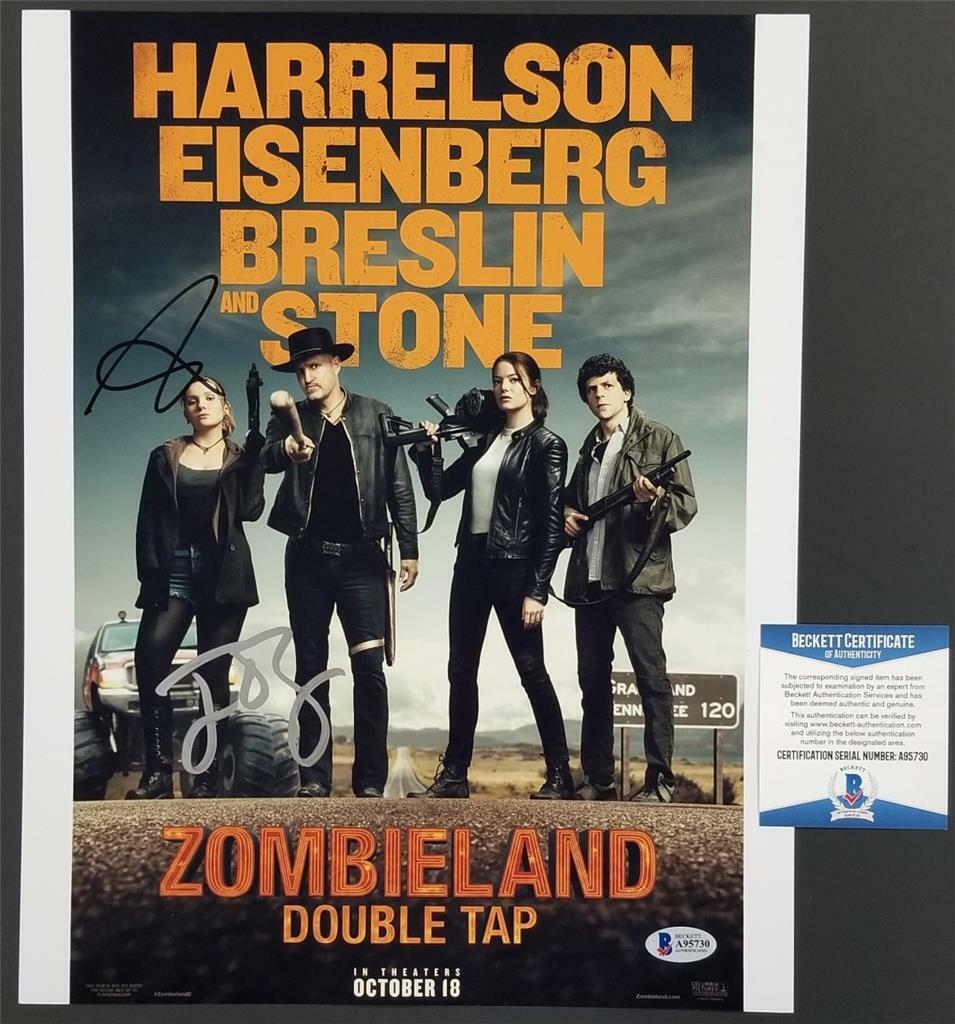 Jesse Eisenberg & Avan Jogia signed Zombieland 11x14 Photo Poster painting ~ Beckett BAS COA