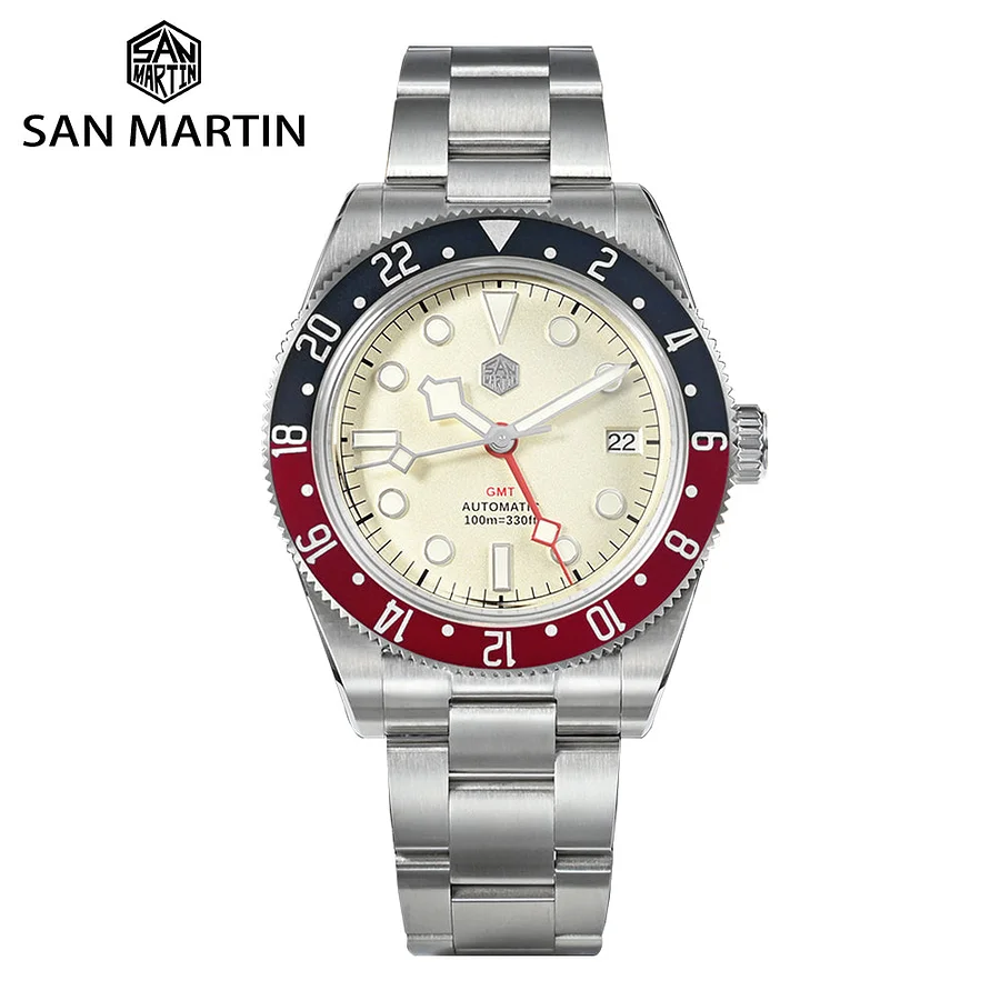 SAN MARTIN BB58 GMT ペプシベゼル San Martin 2023 New BB58 GMT pearl white dial Pepsi bezel