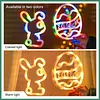 Easter Window Lights 2 Pack Easter Egg and Bunny Shaped Battery Operated Indoor Lights Holiday Decorations for Indoor Outdoor Party Decor