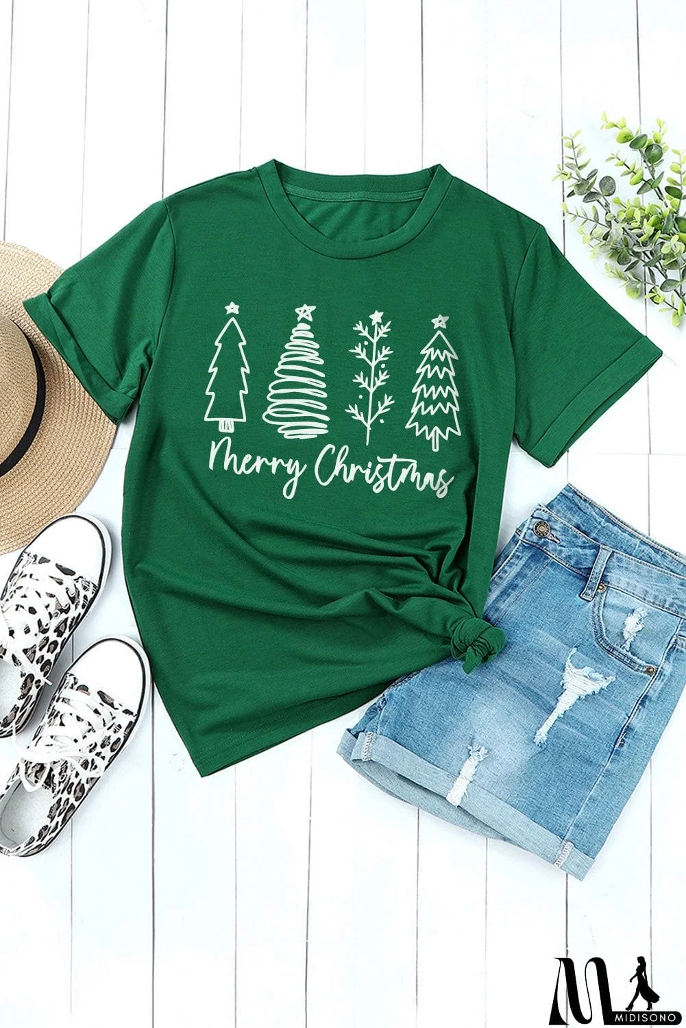 MidiSono - Merry Christmas Tree Graphic Print Tee