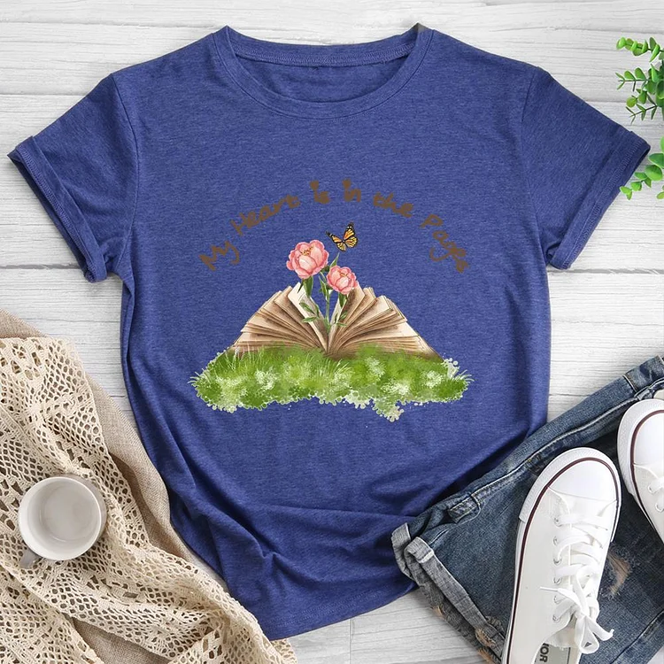 My Heart is in the Pages Round Neck T-shirt