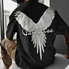 Cotton Paradise Wings Embroidered T-Shirt for Men - Oversized Streetwear Graphic Tee with 3D Angel Wing Design by Inlyline
