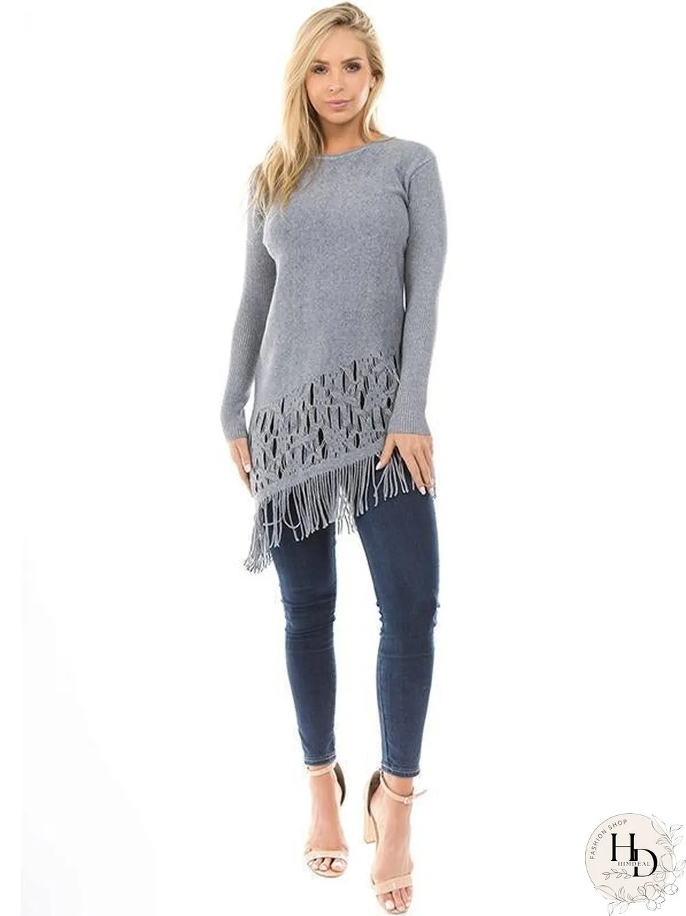 Tasseled Long Sleeves Knitting Sweater Tops