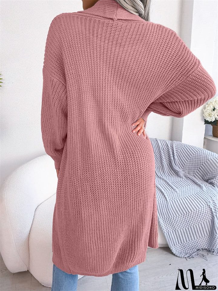 MidiSono - All Match Leisure Lapel Cardigan Loose Women's Sweater