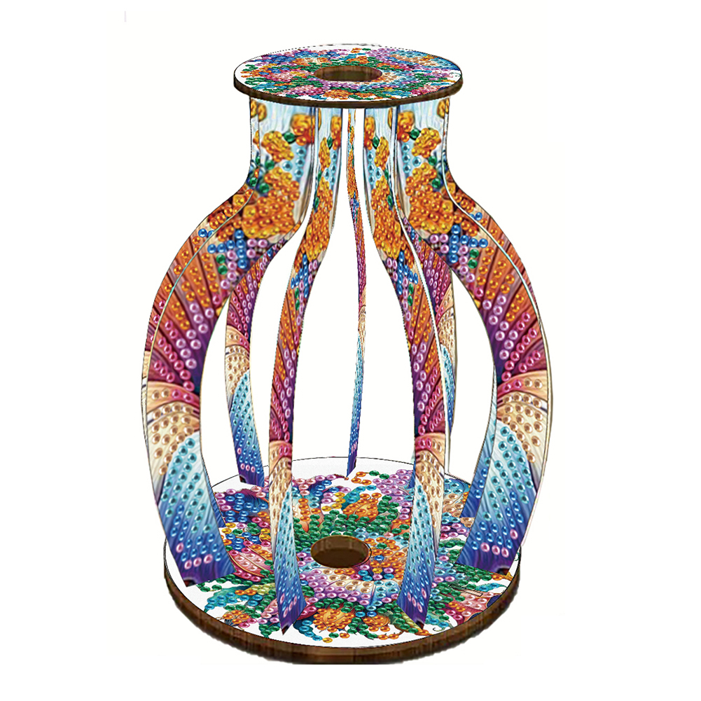 Acrylic Wood Diamond Painting Flower Vase 5D DIY Diamond Art Vase (Flower)