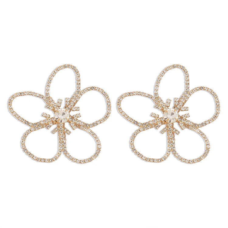 Floral Diamond Pierced Earrings
