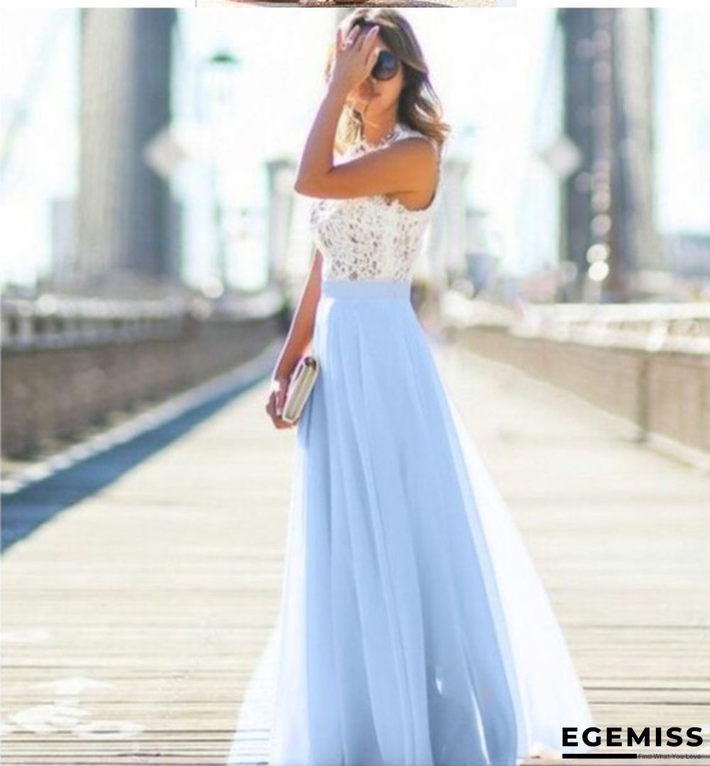 Lace Stitched Chiffon Extra Long Dress | EGEMISS