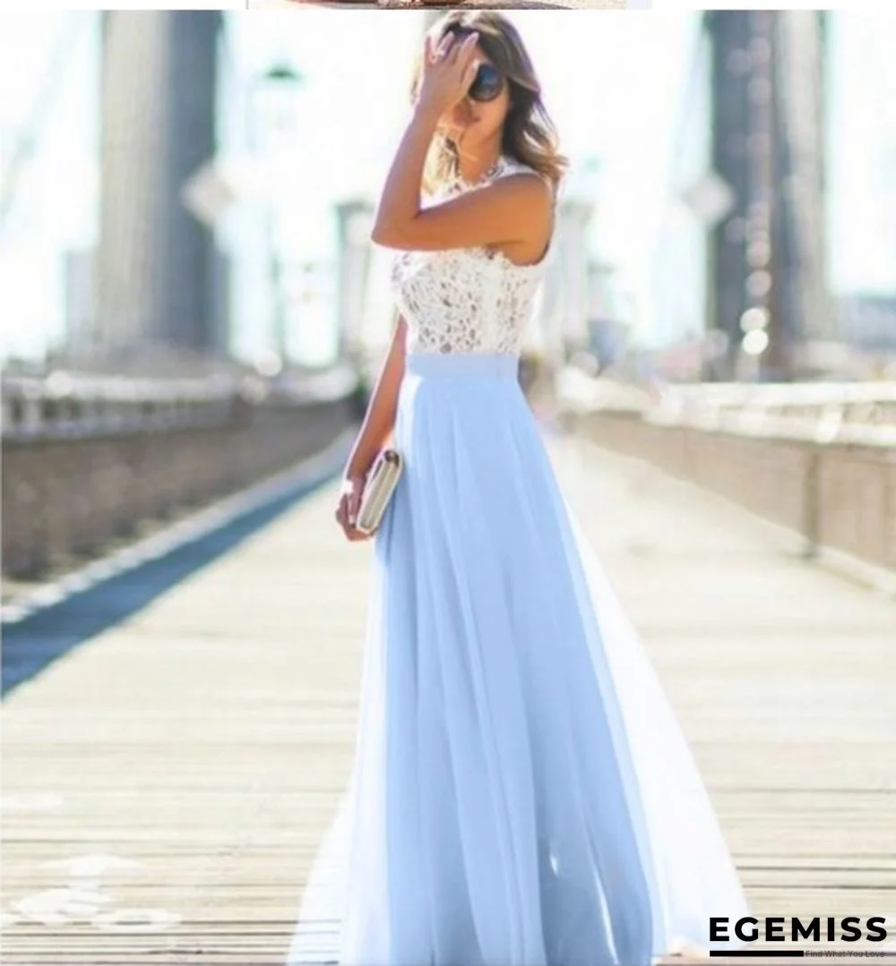 Lace Stitched Chiffon Extra Long Dress | EGEMISS