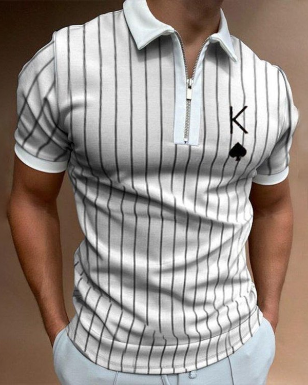 Men's casual striped polo shirt