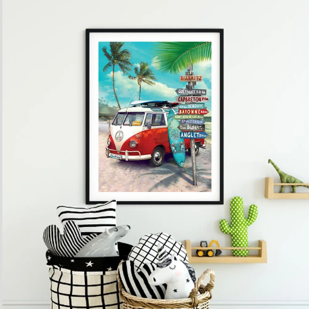 Diamond Painting - Full Round Drill - Beach Van